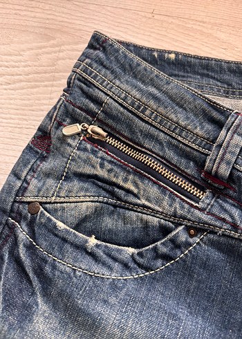 s Beden mavi Renk Düğmeli Mavi Kadın Kot Pantolon Y2K Lowrise
