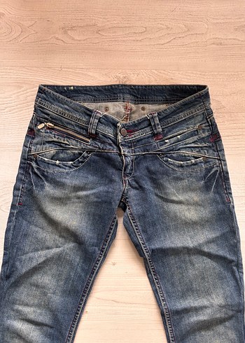 Killstar Düğmeli Mavi Kadın Kot Pantolon Y2K Lowrise