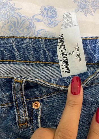 40 Beden Kadın Mavi Bol Kesim Kot Pantolon