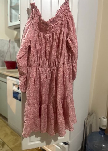 H&M Pembe Bohem Uzun Kollu Midi Elbise