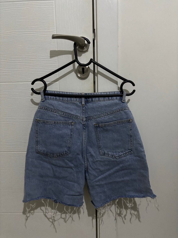 Kadın Mavi Kot Mini Şort - Görsel 2