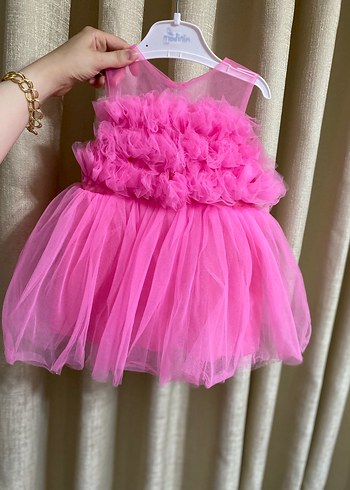 Civil Pembe Fırfırlı Kolsuz bebek abiye