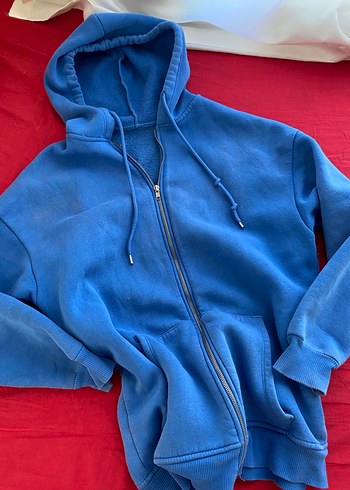 Parlak Mavi Kapüşonlu Fermuarlı Sweatshirt - Görsel 7