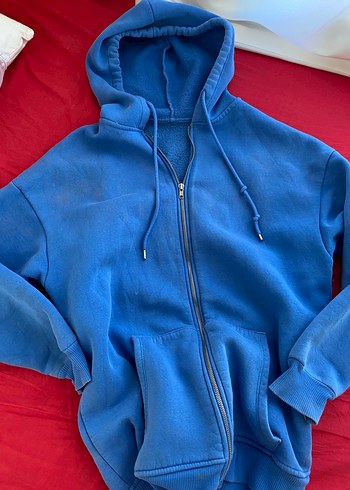 Parlak Mavi Kapüşonlu Fermuarlı Sweatshirt - Görsel 12