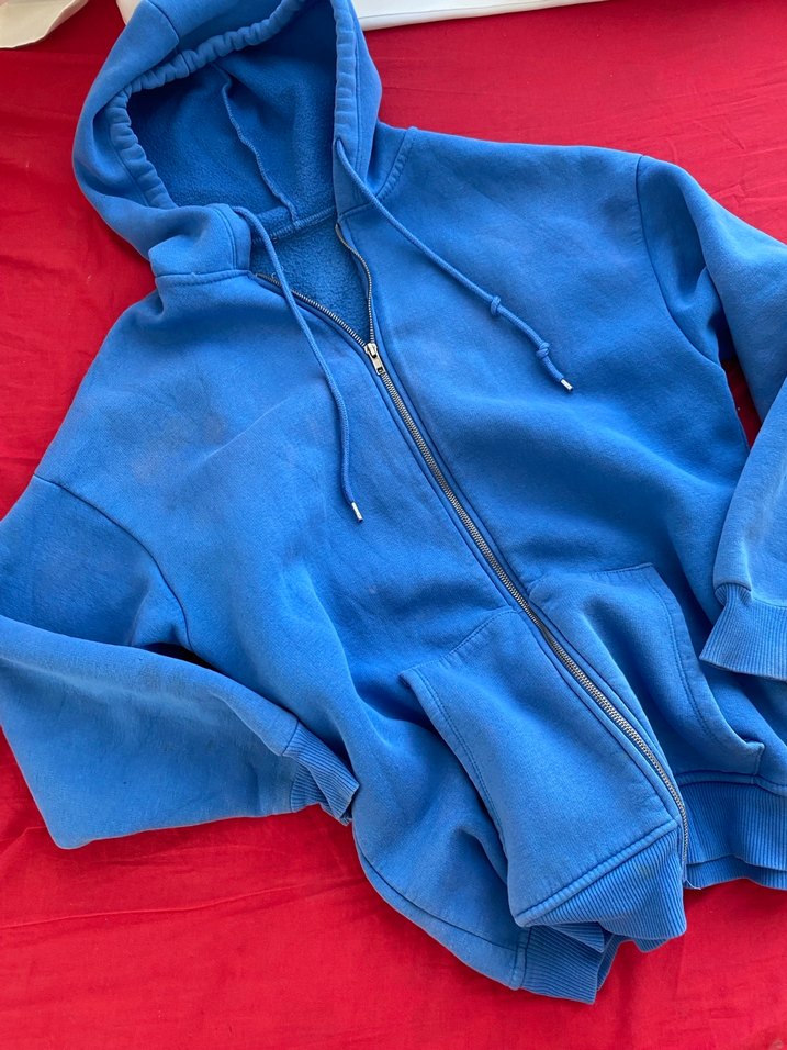 Parlak Mavi Kapüşonlu Fermuarlı Sweatshirt - Görsel 4