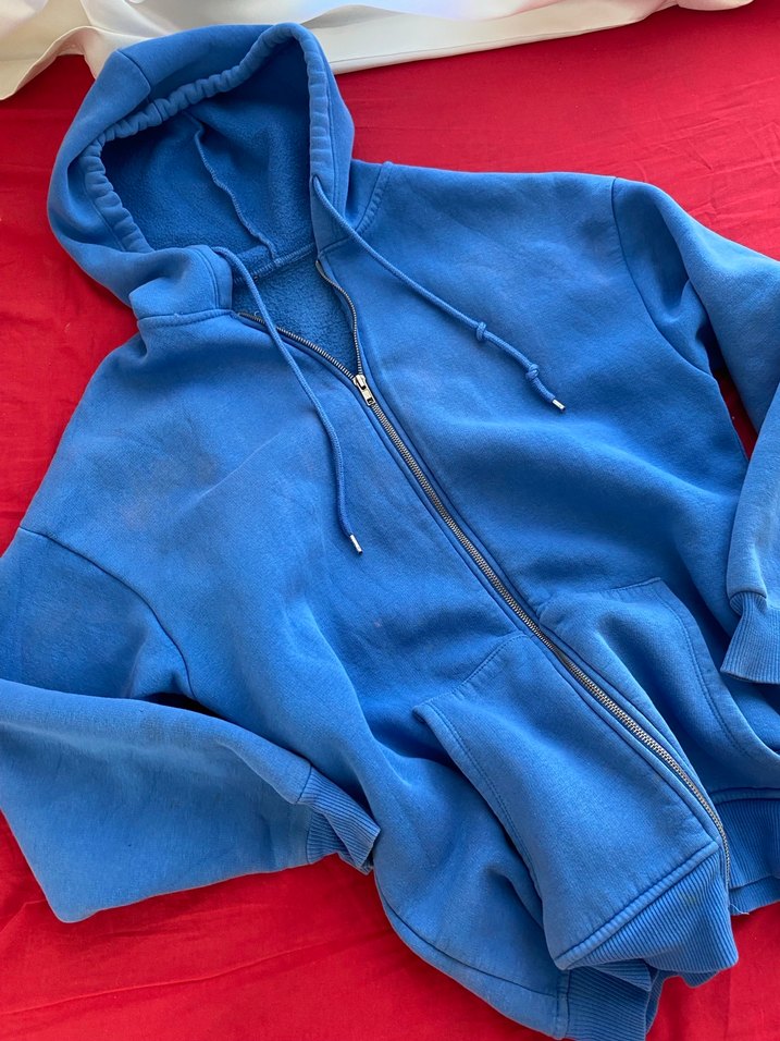 Parlak Mavi Kapüşonlu Fermuarlı Sweatshirt - Görsel 2