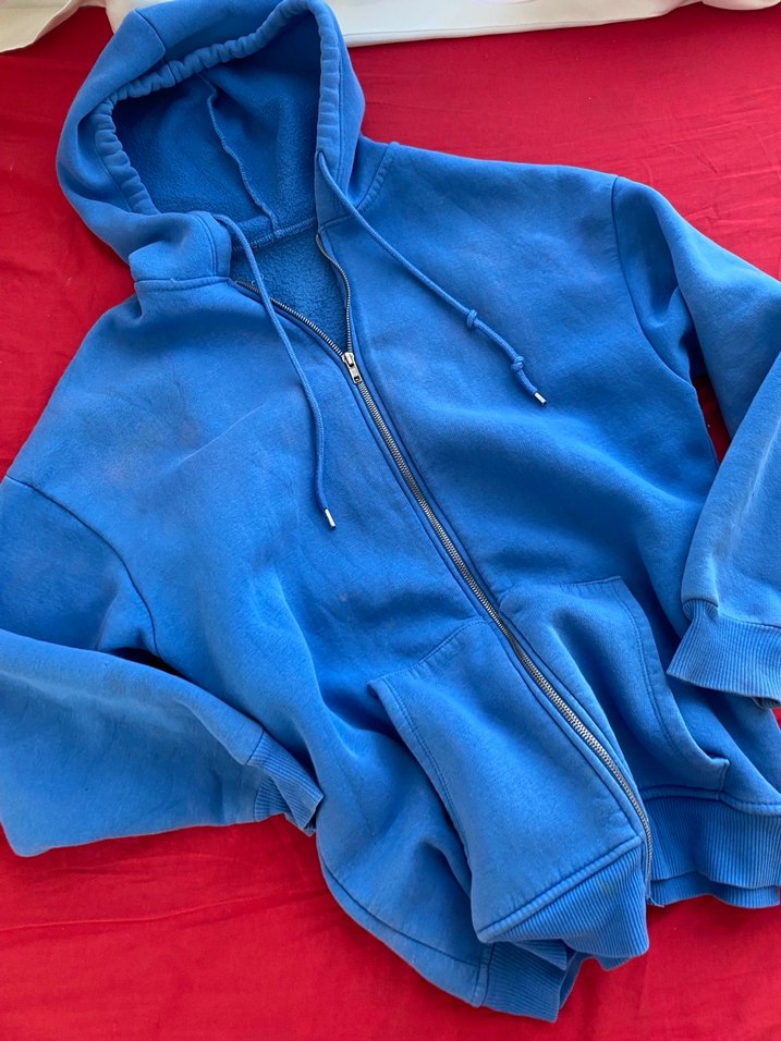 Parlak Mavi Kapüşonlu Fermuarlı Sweatshirt - Görsel 3