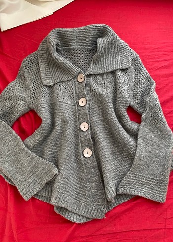 Gri Örgü Kadın Hırka, Uzun Kollu, Rahat Kesim - Görsel 6