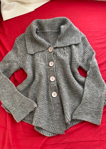 Gri Örgü Kadın Hırka, Uzun Kollu, Rahat Kesim - Görsel 5