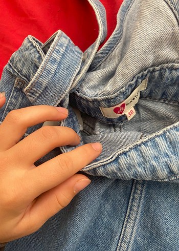 Kadın Gri Kot Midi Tulum - Görsel 6