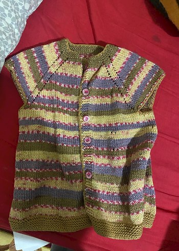 Kız Çocuk Çok Renkli Örgü Yelek - Görsel 5