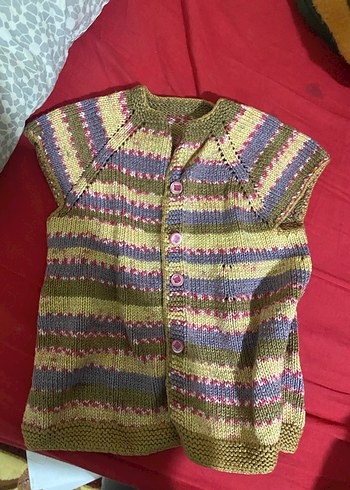 Kız Çocuk Çok Renkli Örgü Yelek - Görsel 6