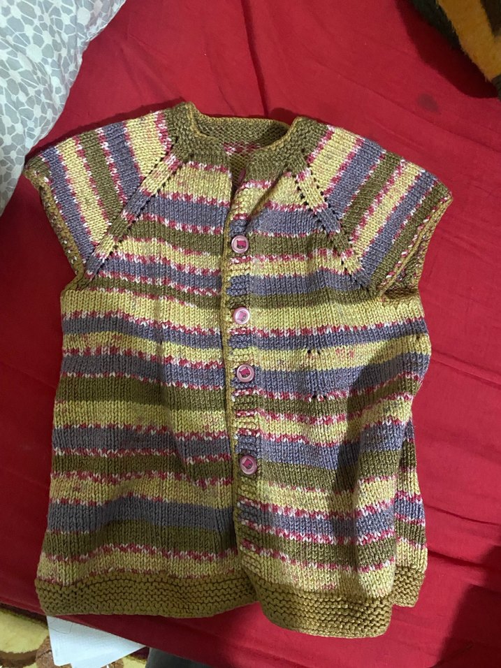 Kız Çocuk Çok Renkli Örgü Yelek - Görsel 5