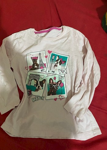 Kız Çocuk Uzun Kollu Baskılı Pembe Tişört - Görsel 4