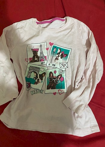 Kız Çocuk Uzun Kollu Baskılı Pembe Tişört - Görsel 5