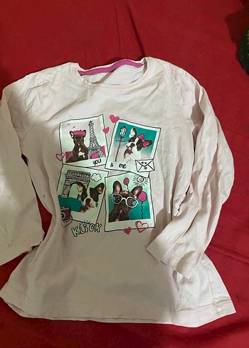 Kız Çocuk Uzun Kollu Baskılı Pembe Tişört - Görsel 3