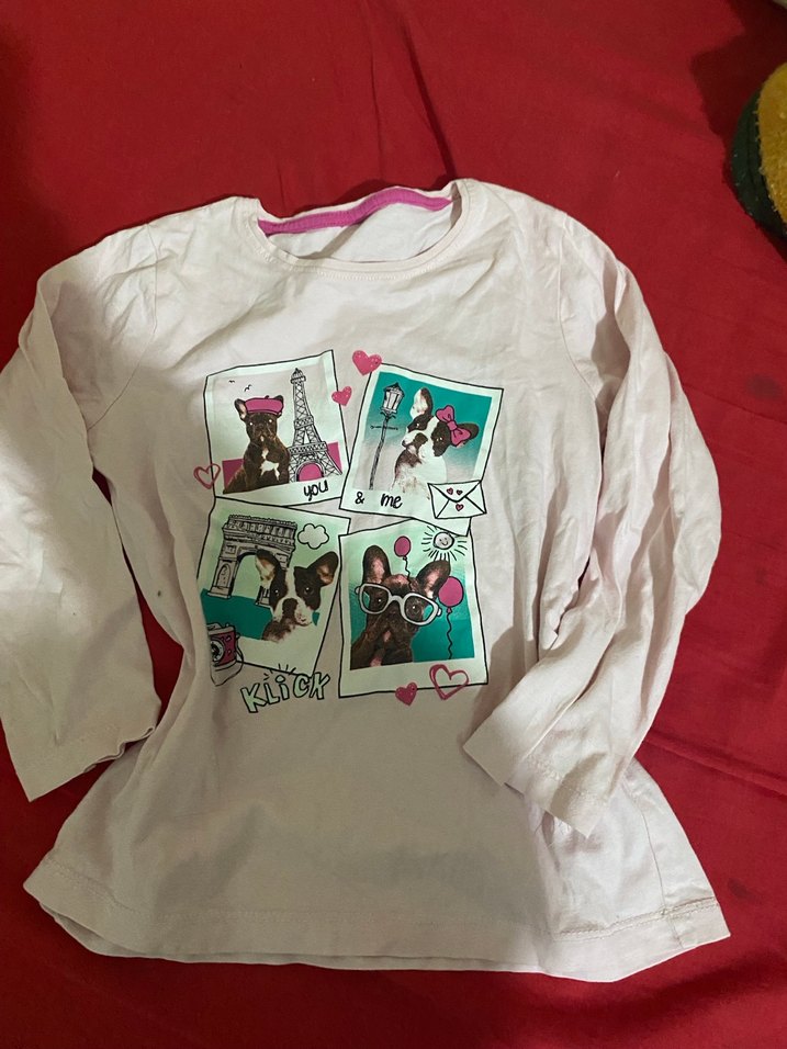 Kız Çocuk Uzun Kollu Baskılı Pembe Tişört - Görsel 4