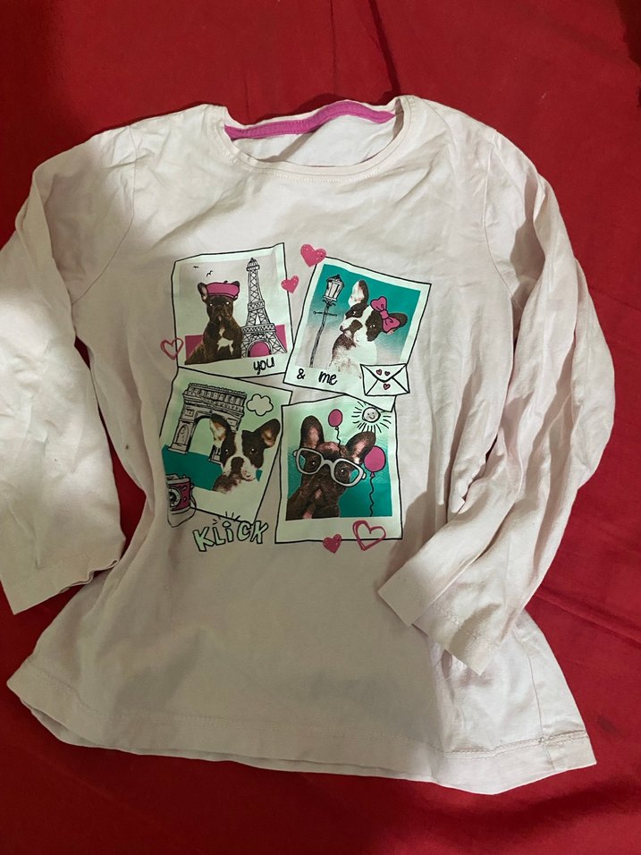 Kız Çocuk Uzun Kollu Baskılı Pembe Tişört - Görsel 5