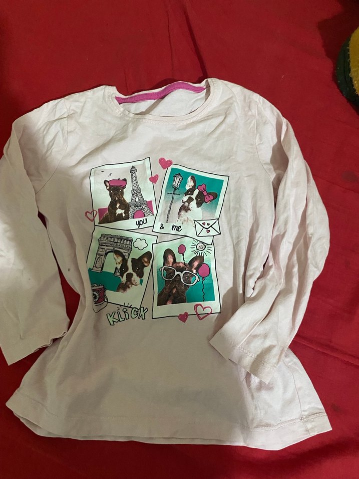 Kız Çocuk Uzun Kollu Baskılı Pembe Tişört - Görsel 3