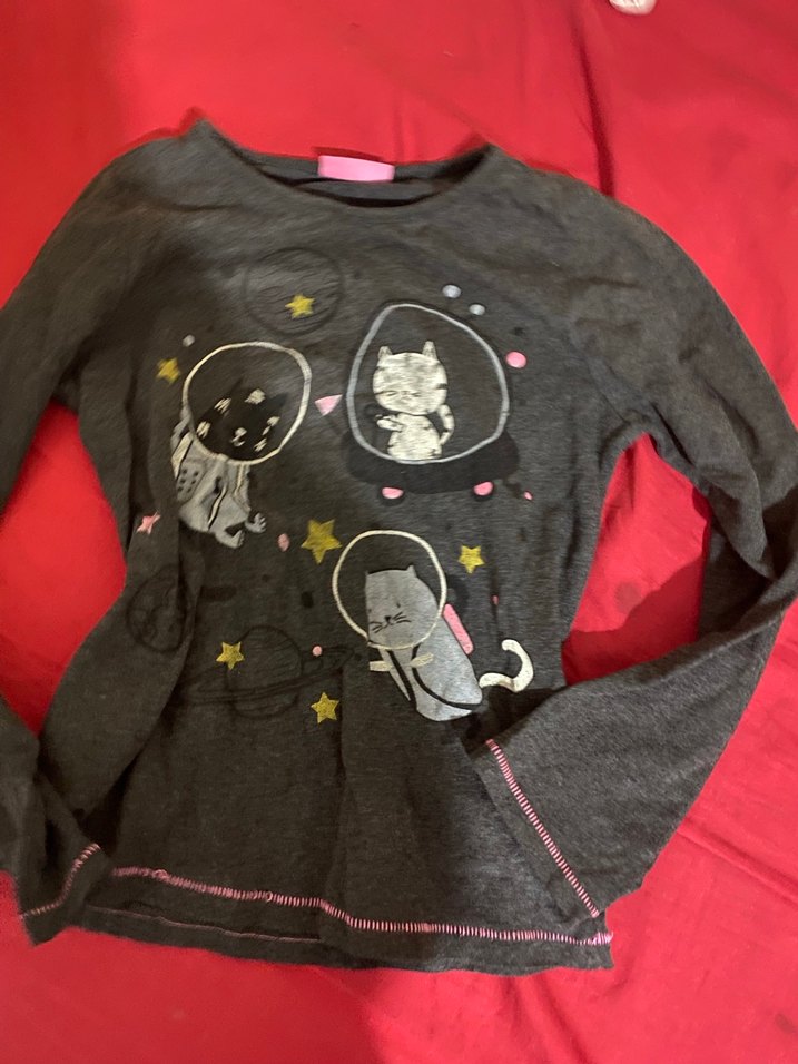 Kız Çocuk Gri Baskılı Uzun Kollu Tişört - Görsel 2