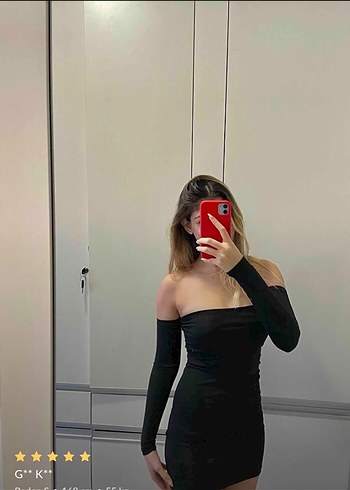 Siyah Straplez Uzun Kollu Mini Elbise - Görsel 4