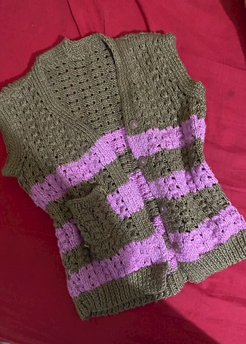 Çok Renkli Örgü çocuk Süveter - Görsel 4