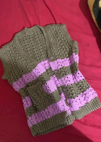 Çok Renkli Örgü çocuk Süveter - Görsel 5