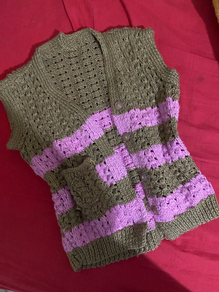 Çok Renkli Örgü çocuk Süveter - Görsel 4