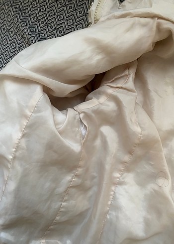 Düğmeli Beyaz Kadın mont - Görsel 8