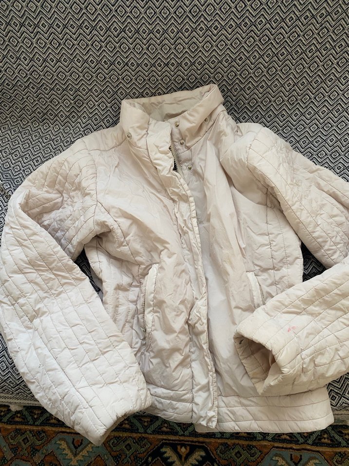 Düğmeli Beyaz Kadın mont - Görsel 2