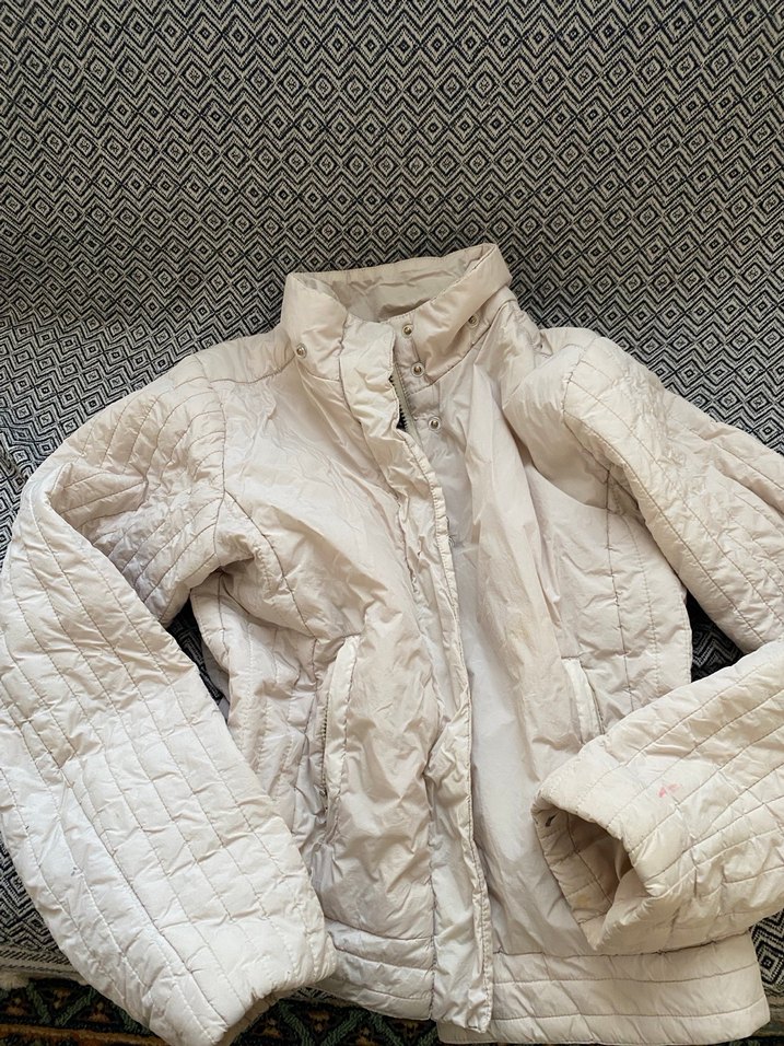 Düğmeli Beyaz Kadın mont - Görsel 3