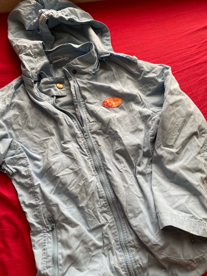 Kapüşonlu mavi Yağmurluk - Görsel 5