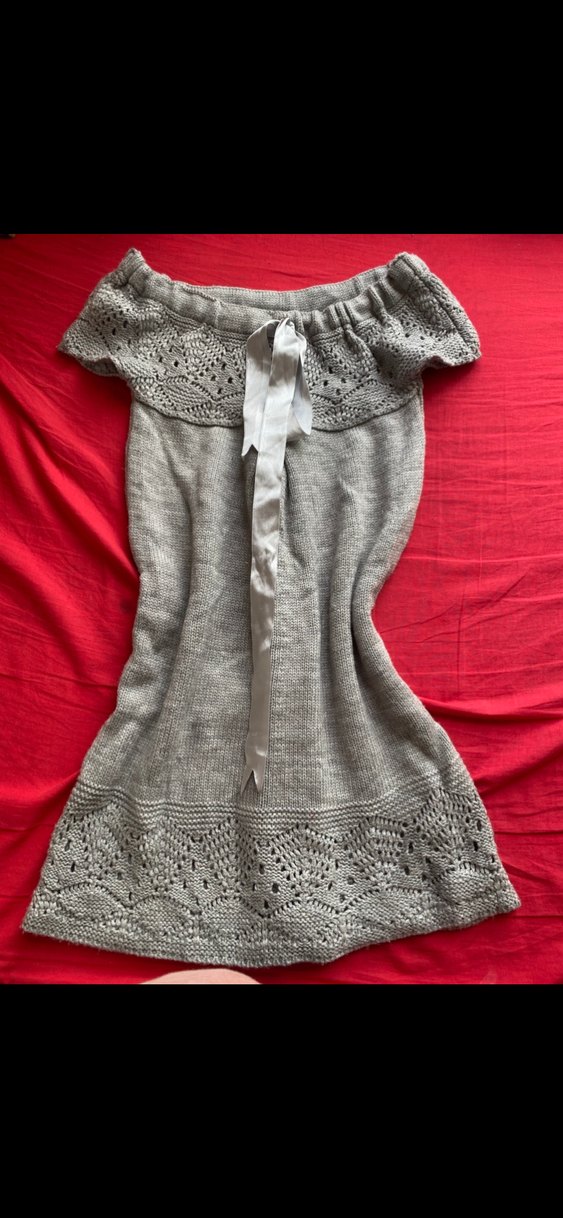 Gri Straplez Örgü Mini Elbise - Görsel 2