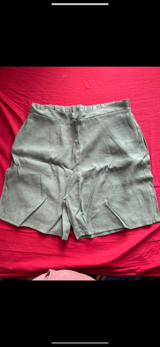 Gri Keten Mini Bol Kesim Şort - Görsel 2