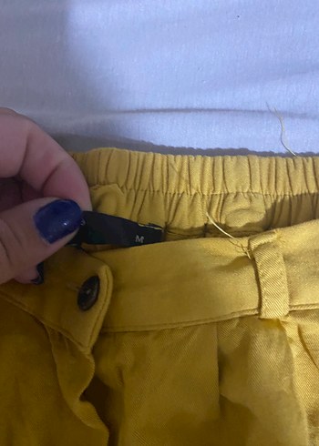 Zara Düğmeli Sarı Midi Keten Etek