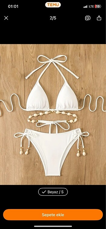 Beyaz deniz taşları detaylı bikini takımı