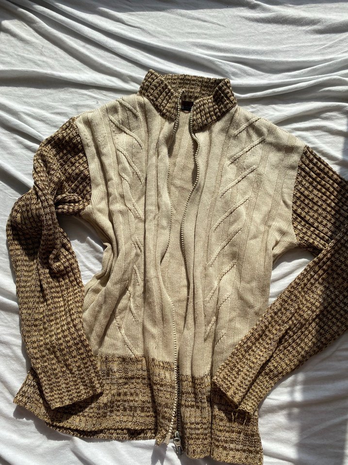 Bohem Tarzı Bej Örgü Kadın Kazak - Görsel 5