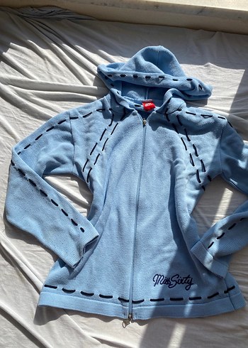 Mavi Kapüşonlu Fermuarlı Hırka - Görsel 6