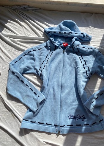 Mavi Kapüşonlu Fermuarlı Hırka - Görsel 8