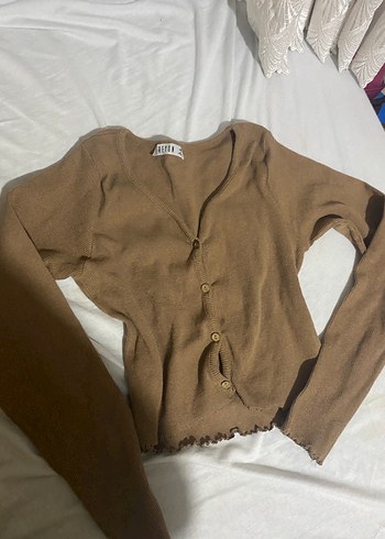 Bej V Yakalı Düğmeli Kadın Triko - Görsel 12