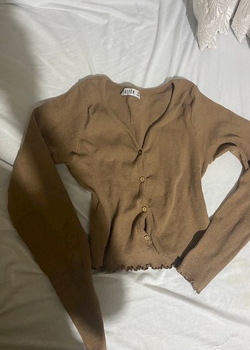 Bej V Yakalı Düğmeli Kadın Triko - Görsel 10