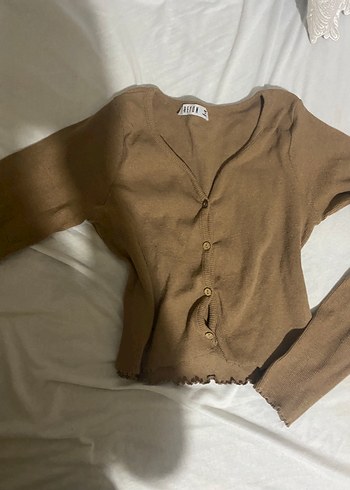 Bej V Yakalı Düğmeli Kadın Triko - Görsel 7