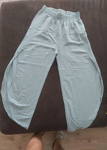 Fred Perry açık mavi Keten Kadın yazlık Pantolon Yırtmaçlı