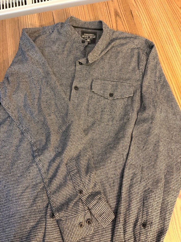 Gri Erkek Düğmeli Uzun Kollu Gömlek - Görsel 4