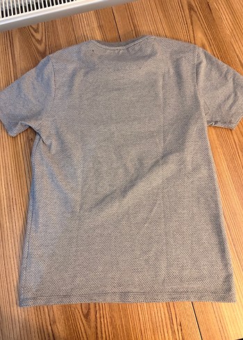 Gri Kısa Kollu Keten Erkek Tişört - Görsel 2