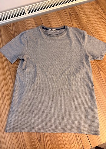 Gri Kısa Kollu Keten Erkek Tişört - Görsel 4