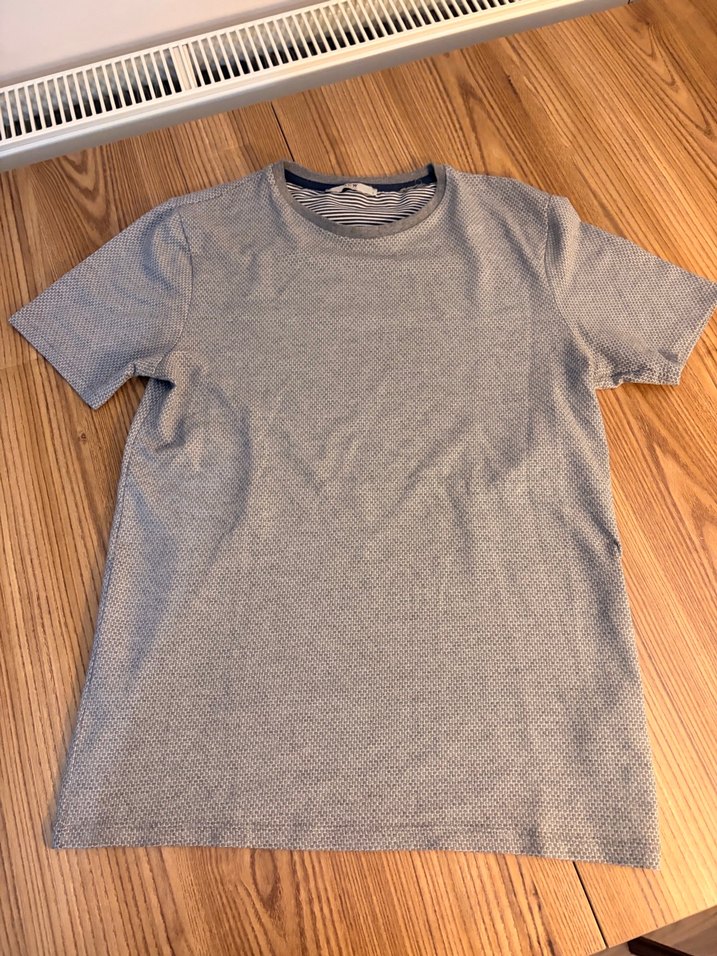 Gri Kısa Kollu Keten Erkek Tişört - Görsel 4