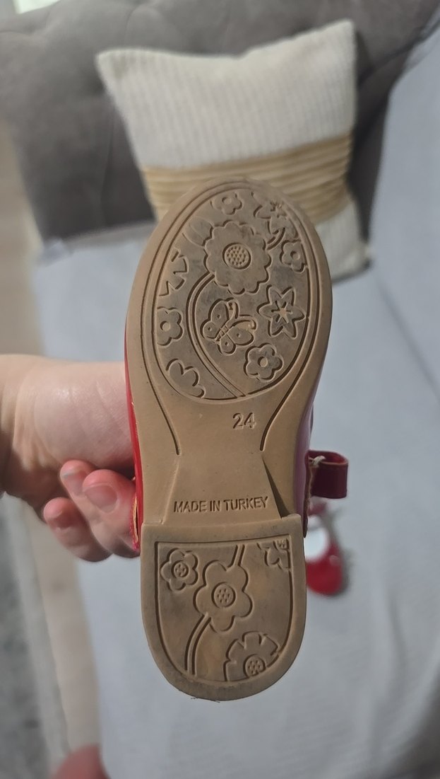 Kız Çocuk Kırmızı Fiyonk Detaylı Babet - Görsel 3