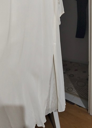 Uzun Beyaz Bohem Kadın Elbise - Görsel 5