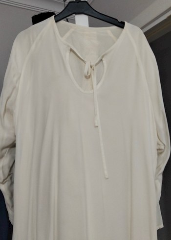 Uzun Beyaz Bohem Kadın Elbise - Görsel 2